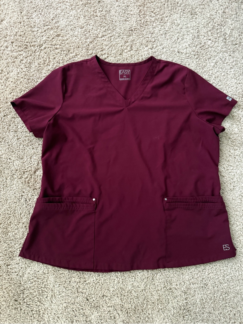 Easy Stretch V-Neck Scrub set in Burgundy. XL top/ L petite pant LIKE NEW